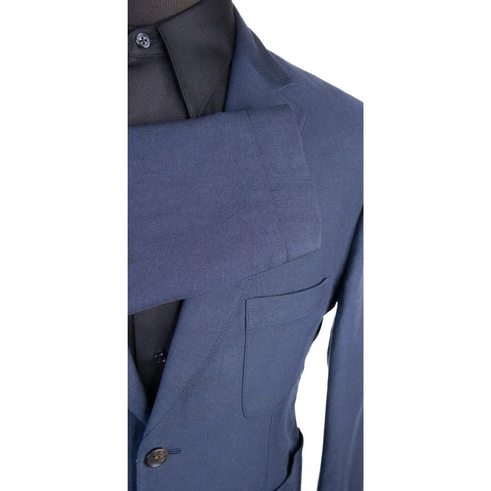 Taylor Stitch 2-Pcs Blue Two Button Cotton Suit Jacket Blazer Sz 40R Pants 36X32